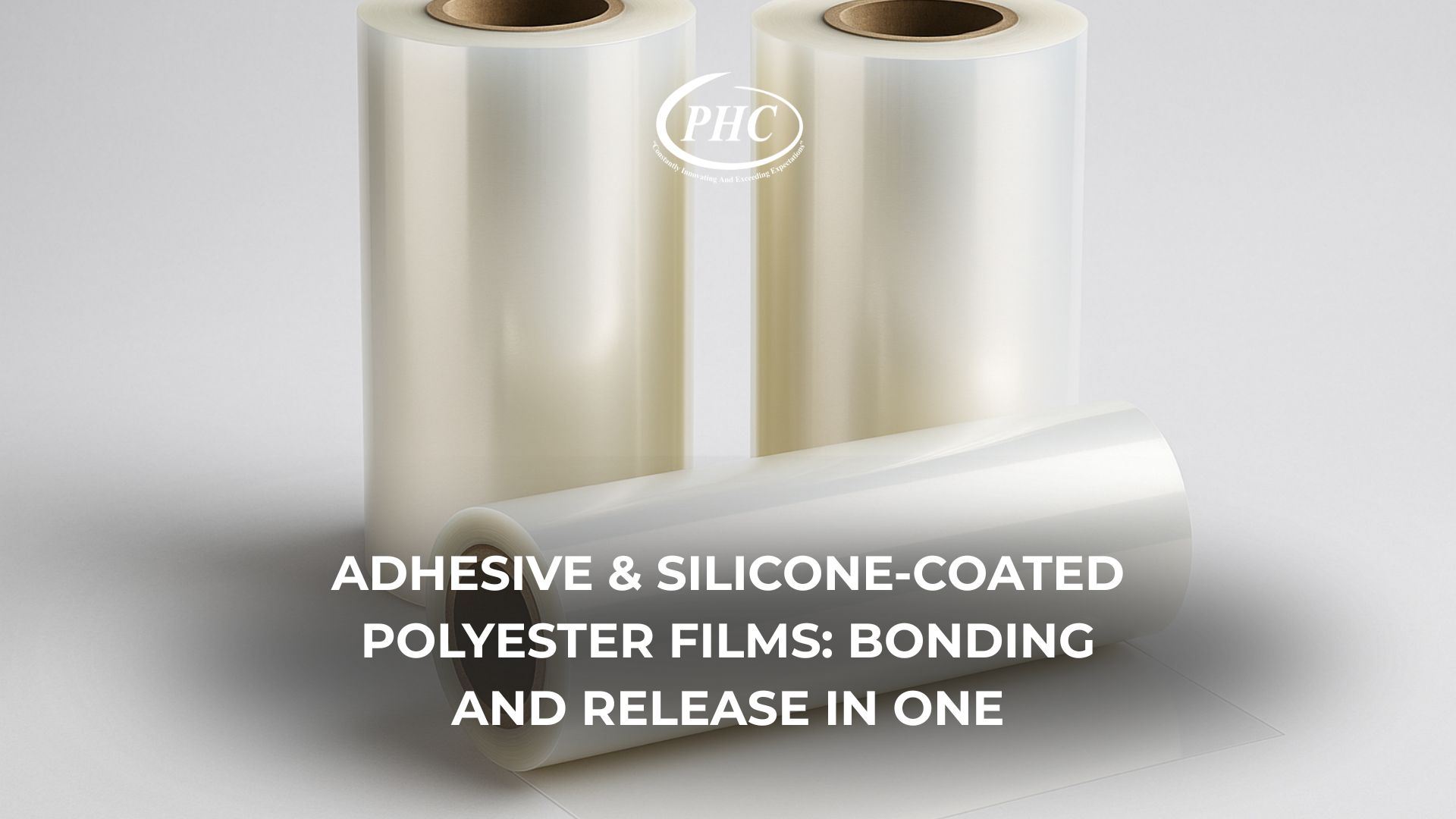 Dual-coated polyester film with adhesive and silicone layers in Greer SC