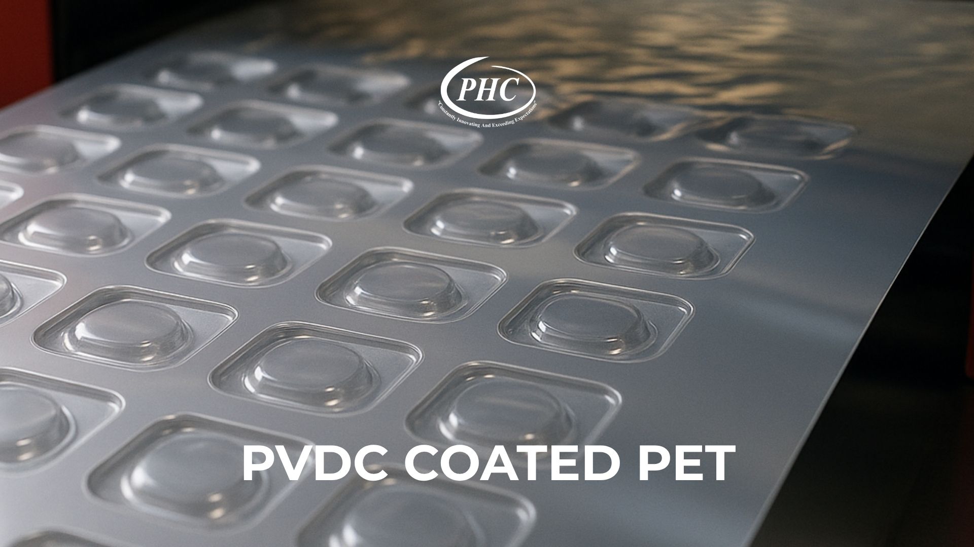 PVDC coated PET film roll showcasing glossy clarity and moisture barrier coating
